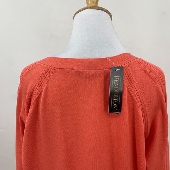 Pendleton Silk Blend Cardigan Womens Plus 1X Coral Long Sleeve Button Up Sweater - Picture 6 of 13